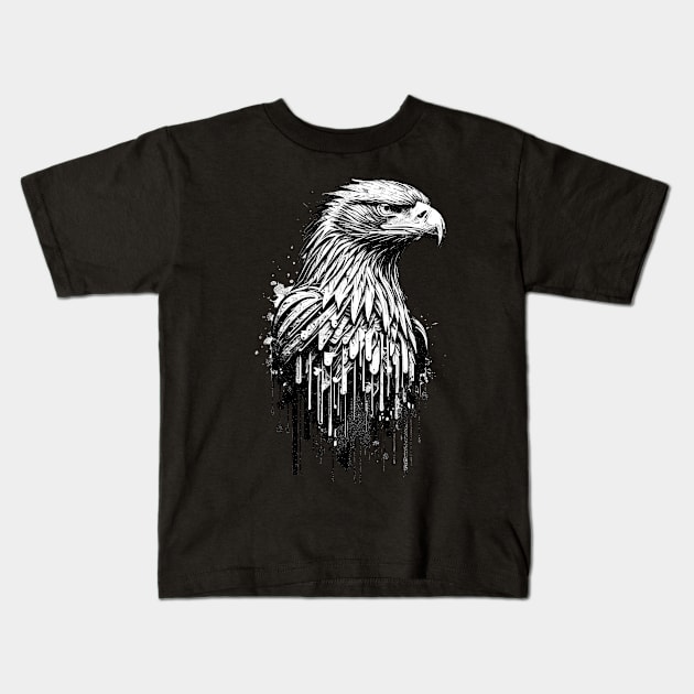 Black White Bald American Eagle Kids T-Shirt by DeathAnarchy